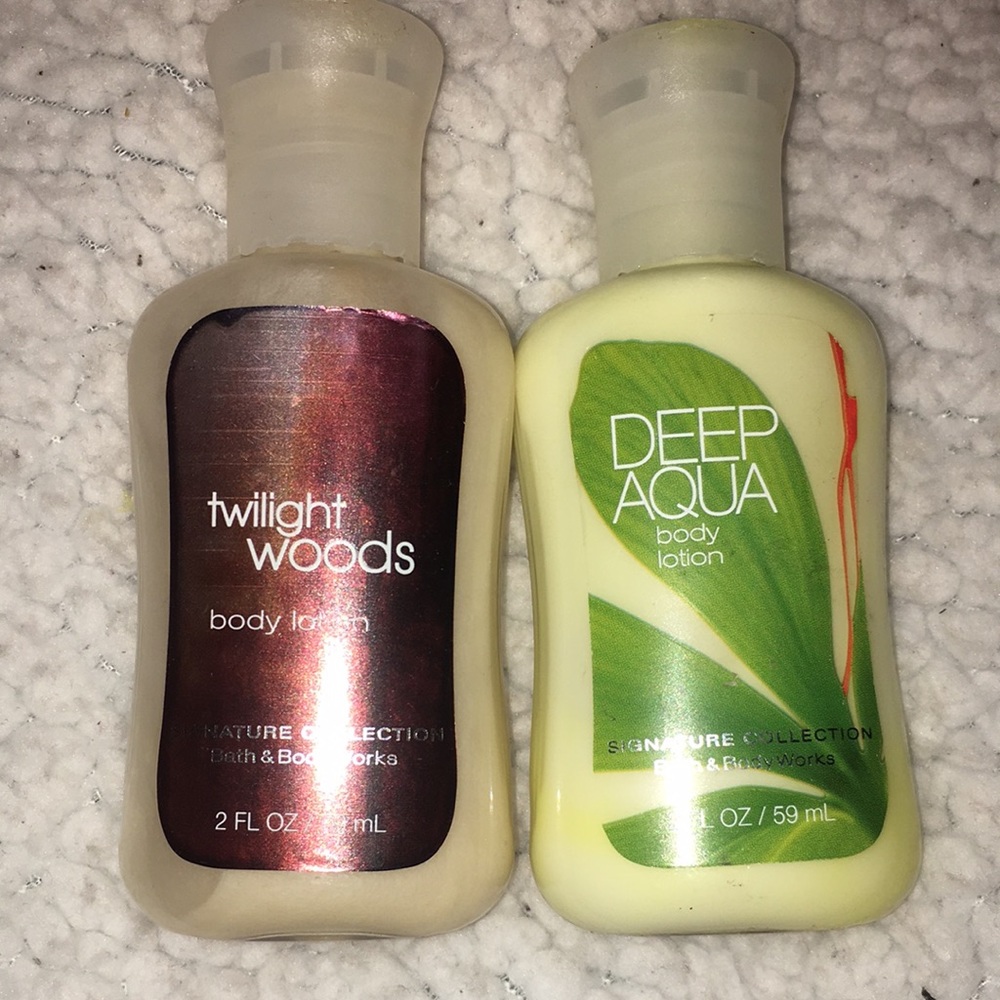 Twilight woods body lotion and deep aqua body lotion mini set